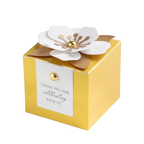 FEIYI 20 PCS 2.55” Party Favor Boxes, Gold Wedding Candy Gift Boxes - color: Gold