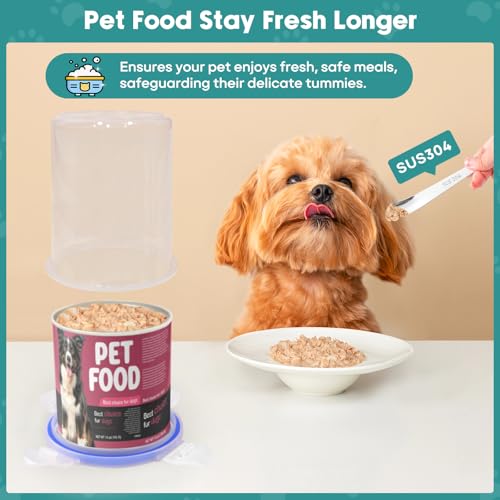 REFLYING Canned Dog Food Storage Lids Reusable Airtight Can Cover | Reusable airtight dog food can lids,Keeps wet food fresh,eliminates odor,Includes SUS 304 spoon and can opener - color: 1 Jar（L）+1 Spoon
