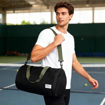 BESMART Gym Bags for Men with Side Pocket，38L Large Sports Gym Duffle Bag | Adjustable Strap&Shoe Compartment, Waterproof, Spacious, Wet Pocket, Durable Duffel Bag for Gym,Travel, Fitness,Black/Green - color: Black/olive green with TPU pocket