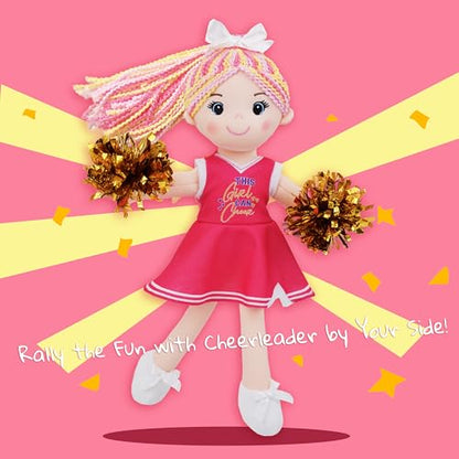 June Garden 14" Snuggle Cuties Cheerleader Sophie - Soft Cuddly Plush Doll Gift for Girls - Huggable Rag Doll - Pink M - color: Pink Cheerleader Sophie, size: Medium
