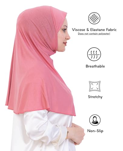Prien Ready Hijab For Women, One Piece Muslim Instant Turban, Easy To Wear Long Head Scarf, Turkish Islamic Clothes For Abaya - color: Dusty Rose