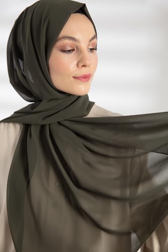 Chiffon Hijab Scarf For Women - Made in Turkiye - color: Khaki