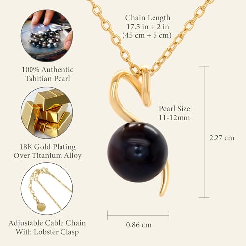 TRYNDI Tahitian Black Pearl Necklaces for Women - Wife Christmas Gift Ideas - style: Black Pearl Twist