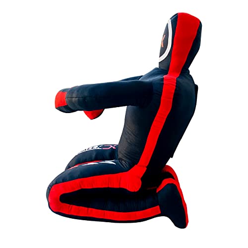 DALLX MMA Grappling Dummy BBJ Wrestling Brazilian Jiu Jitsu Punching Bag Judo Karate Throwing Boxing Fighting Dummy Self Defense Sitting Position – UNFILLED - color: BLACK RED, size: 4FT