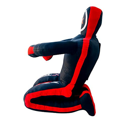 DALLX MMA Grappling Dummy BBJ Wrestling Brazilian Jiu Jitsu Punching Bag Judo Karate Throwing Boxing Fighting Dummy Self Defense Sitting Position – UNFILLED - color: BLACK RED, size: 6FT