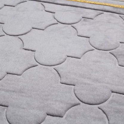 Islamika Prayer Mat Islamic Muslim Rug - Thick Padded mat Sajadah Men Women with Islam Prayer Beads for Eid Travel Ramadan, Soft and Padded (Gray) - color: Grey