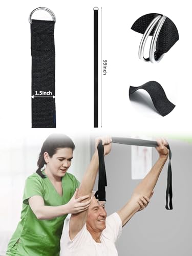 Yoga Bands with Adjustable D-Ring Buckle, Yoga Strap for Stretching, Cotton Belt for Fitness, Yoga, Pilates, Physical Therapy, Improve Flexibility