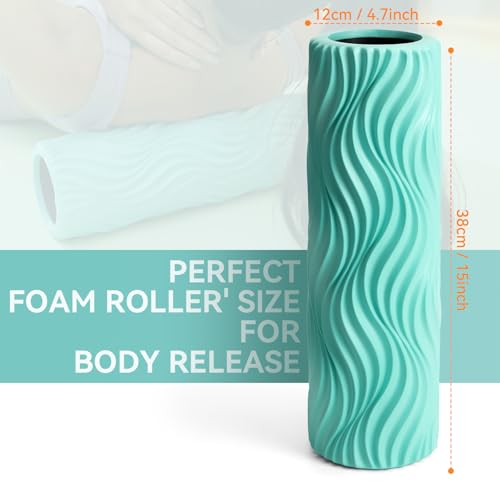 SUBCULTURE Pick Foam Roller - Medium Density Deep Tissue Massager for Muscle Massage and Myofascial Wave Textured Release, Back Roller for Pain Relief & Stretching - color: Turquoise