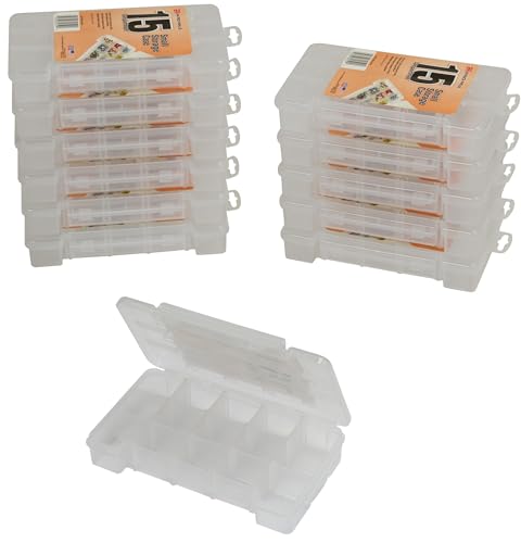 Akro-Mils 05705 Plastic Portable Parts Storage Case for Hardware and Crafts with Hinged Lid and 4 Adjustable Dividers, (8-3/8-Inch x 5-Inch x 1-5/8-Inch), Small, Clear, 12-Pack - size: Small, style: 12-Pack