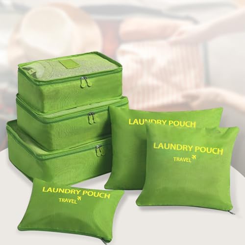 Packing Cubes 6 Set Travel Essentials for Carry on Luggage Organizers Suitcase Travel Accessories (Green)