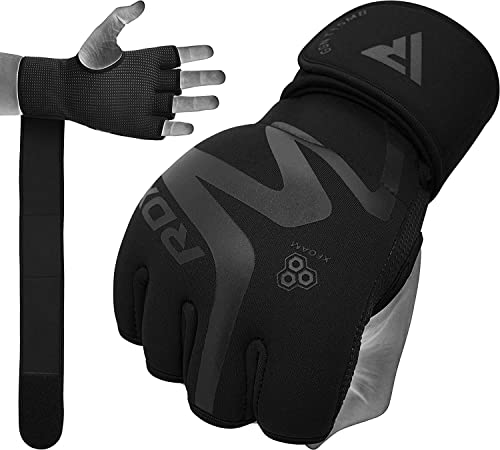 RDX Boxing Inner Gloves Hand Wraps Men Women, Hybrid Design Gym Weight Lifting Workout, 50Cm Long Wrist Support, Neoprene Under Mitts, MMA Muay Thai Martial Arts Training, Kickboxing Punching - size: Medium