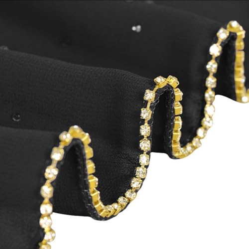Hijab Scarf for Women Soft Chiffon Rhinestone Long Scarf Shawl Fashion Muslim Hijab Head Wrap Scarves - color: Black