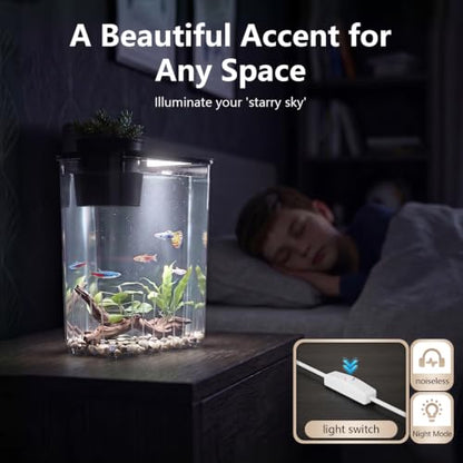 1 Gallon Betta Fish Tank Aquarium Starter Kit with Light and Lid(Black) | Premium Acrylic Aquarium with Light and Lid, Crystal Clear Starter Kit for Betta Fish, Shrimp, Snails and Small Fish - color: Black, size: 1 Gallon