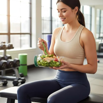 All-in-One Salad Pod Salad Jar with Dressing Container for Fresh On-The-Go Meals at Office Gym or Outdoors