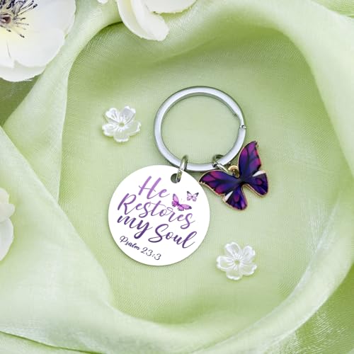 Christian Gifts for Women Her Religious Keychain Purple Gifts | Christian Baptism Gifts for Woman Religious Easter Gift for Her Bible Verse Keychain for Friends Sister