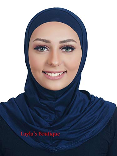 Navy Blue Al Ameera Muslim Hijab Lycra Amira 2 piece Hood & Hijab Tube Underscarf Cap
