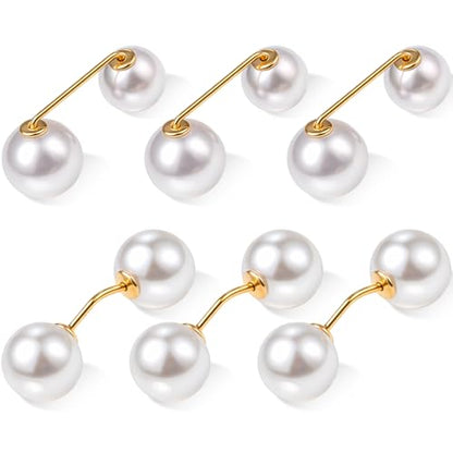 WILLBOND 6 Pcs Artificial Pearl Brooch Pins Sweater Shawl Safety Clips Dress Clips for Women - color: White