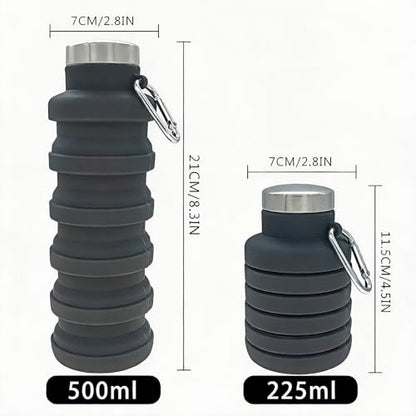 YCT Collapsible Water Bottle 17oz（500ml），Travel Portable Sport Water Bottle，Reusable Silicone Foldable Water Bottles for Gym Camping Hiking (Black) - color: Black, style: Retractable