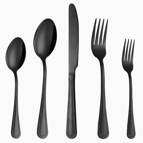 Silverware Set,20-Piece Stainless Steel Flatware Set for 4 - style: 20pcs Pearl-edged