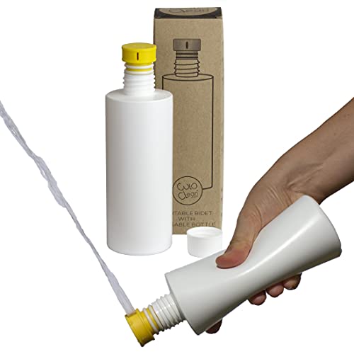 CuloClean Portable Bidet for Toilet or Travel (Yellow). Peri Bottle for Men and Women. Handheld Spray. Bath Essentials (CuloClean + Bottle, 1pcs Yellow) - color: Yellow