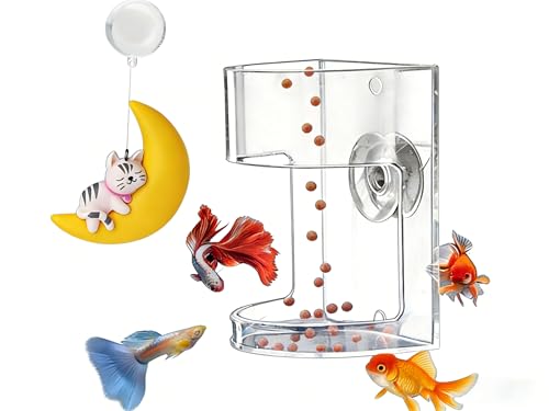 Aquarium Feeding Tray with Suction Cups, with a Cute Moon Animal PVC Gift | Cute Moon Animal Design,Fish feeder