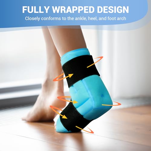 Comfytemp Ankle Foot Ice Pack Wrap for Plantar Fasciitis Relief, Ankles Brace for Sprain, Heel Spur, Swelling, Achilles Tendonitis, Cold Bag for Injuries Reusable, Hot Cold Compress, 1 Pack (Blue) - size: Blue Large(1 Pack)
