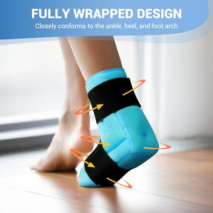 Comfytemp Ankle Foot Ice Pack Wrap for Plantar Fasciitis Relief, Ankles Brace for Sprain, Heel Spur, Swelling, Achilles Tendonitis, Cold Bag for Injuries Reusable, Hot Cold Compress, 1 Pack (Blue) - size: Blue Large(1 Pack)