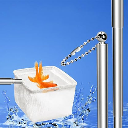Aquarium Fish Fishing Net Stainless Steel Retractable Small Shrimp Fishing Nets Fish Accessories for Tank Cleaner Tool - size: A