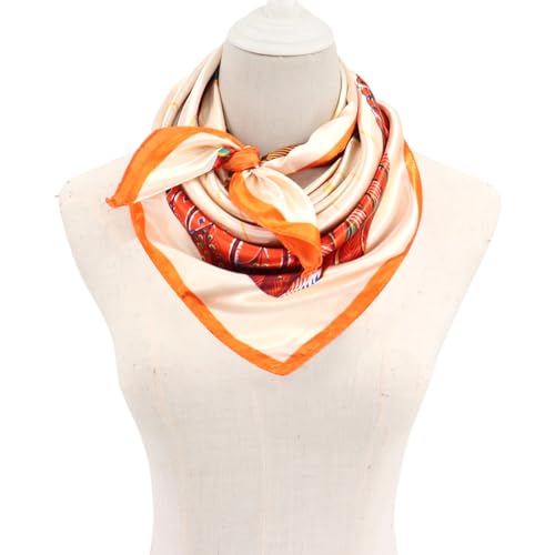 vimate 35" Square Silk Like Head Scarf - Women's Fashion Satin Scarf Bandana for Hair Wrapping at Night. - color: H4#. Style--138-2 Pack