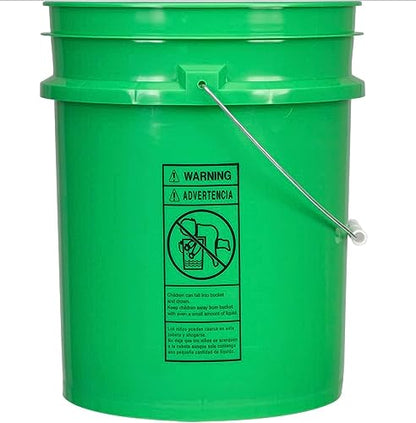 5 Gallon Food Grade Plastic Bucket with Air Tight Screw on Lid Made in USA Container (Green Bucket with Green Lid) - color: Green Bucket With Green Lid
