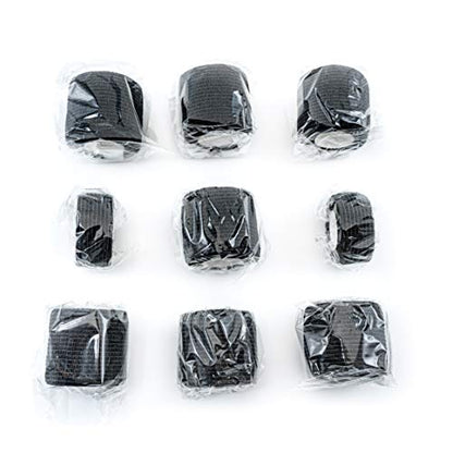 FRESINIDER 9 Rolls Self Adhesive Wrap Athletic Tape Gauze, Breathable Elastic Cohesive Bandage for Sports Injury & Pet (7 Pcs 2" x 5 Yards + 2 Pcs 1" X 5 Yards) (Black) - color: Black
