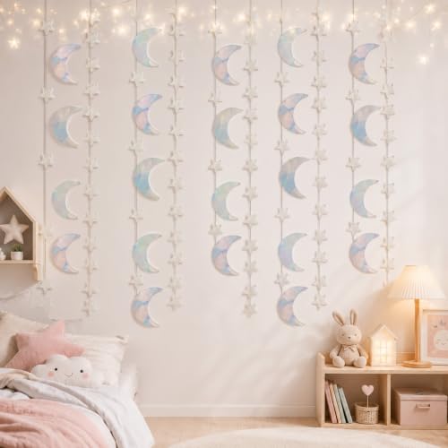 52ft Star Garland Decorations,Moon and Stars Party Supplies,4PCS