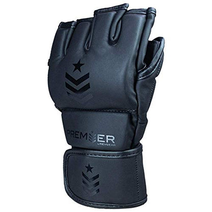 Revgear Premier MMA Grappling Gloves, MMA, Kickboxing, Martial Arts, Boxing - color: Black/Black, size: Medium