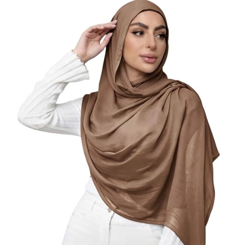 Viscose Hijab Scarf for Women Muslim Cotton Jersey Hijab Fashion Long Scarf Shawls - color: Almond