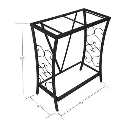 Pemberly Row 20 Gallon Steel Aquarium Stand, Black Powder-Coated Finish, Moisture-Resistant, Traditional Scroll Design, Durable Tank Holder for Home or Office, Supports Up to 200 lbs