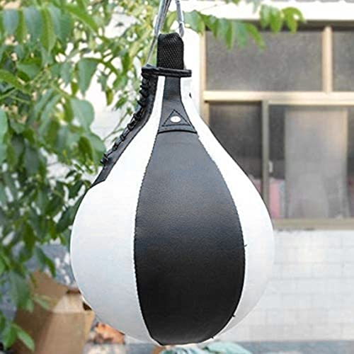 Speed Training Ball Boxing Pear Shape PU Speed Ball Pear Training Speedball Swivel Punch Bag Hanging Swivel Punch Ball for Boxing Punching Exercise(Black,White)