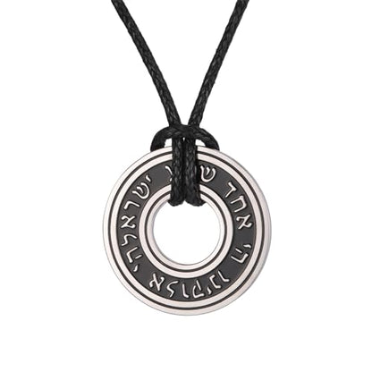 TEAMER Shema Yisrael Necklace Jewish Prayer Hear O Necklace Stainless Steel Hebrew Pendant Religious Vintage Jewelry for Men Women - style: Rope Chain