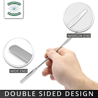 Stainless Steel Double Ended Micro Lab Spatula Sampler, Round & Tapered Arrow End - size: 8 in.