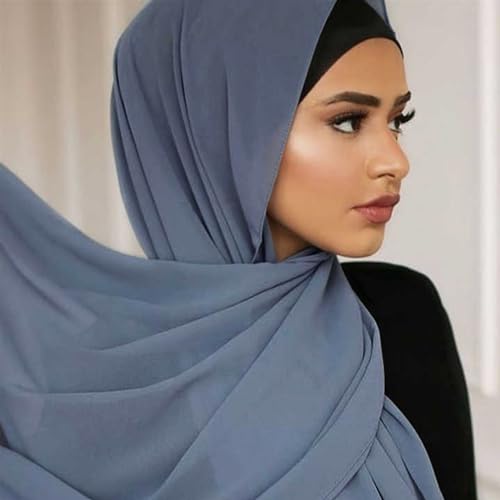 Hijab Scarf for Women Soft Cotton Muslim Jersey Hijab Head Wrap Scarves Fashion Long Scarf Shawls - color: Blue