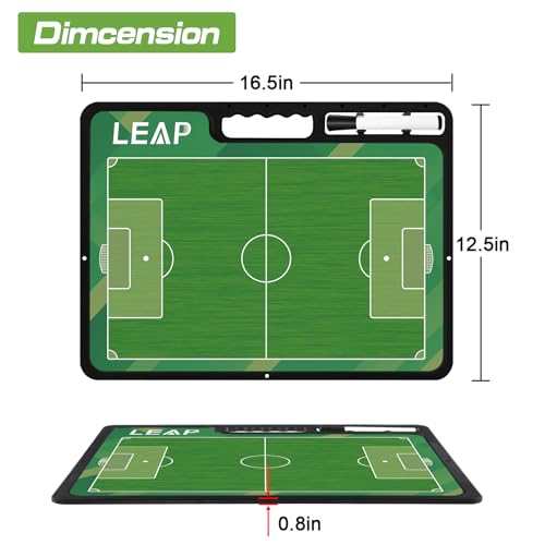 LEAP Coach Board Premium Tactical Clipboard Two Sides with Full & Half Court Dry Erase Marker Board for Basketball, Baseball, Soccer, Football, Hockey - color: Hand Held-Soccer Board