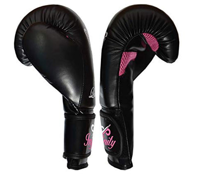 Womens Boxing Gloves Kids MMA Training Ladies Punching Mitts Girls Childrens - color: Black ButterFly Boxing Gloves, size: 14Oz