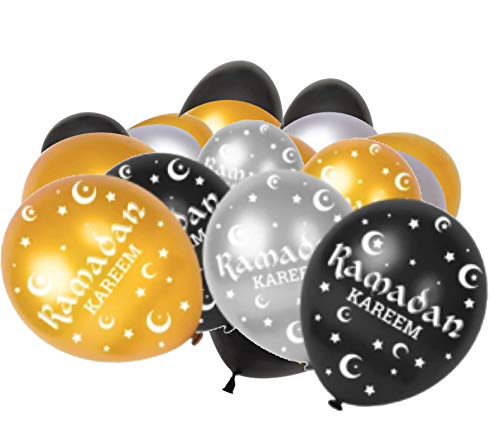 Ramadan Kareem Eid Mubarak Decorations Bunting Latex Balloons Moon Star Decor Islamic EID Party Iftar Party Decor Latex Balloons 12" each (50pcs/set)