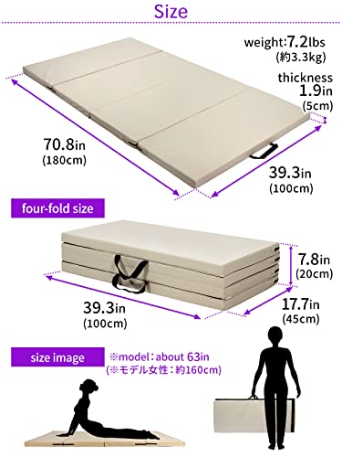 KaRaDaStyle Gymnastics Mat Folding Stretch Mats 71"x39"x2" Exercise Muscle Training Children Play Horizontal Bar Mat Yoga Sports Soundproof Home Use - color: Green/4-fold