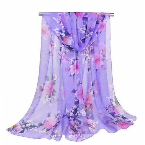 Xyueanlo Scarfs for Women Lightweight Scarves Fashion Print Floral Pattern Scarf Shawls - color: P-purple