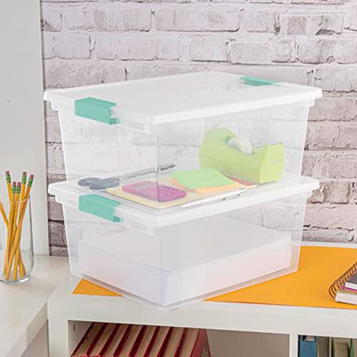 Sterilite Deep Clip Box, Clear Storage Bin with Latching Lid, 4 Pack - size: Deep, style: 4 Pack