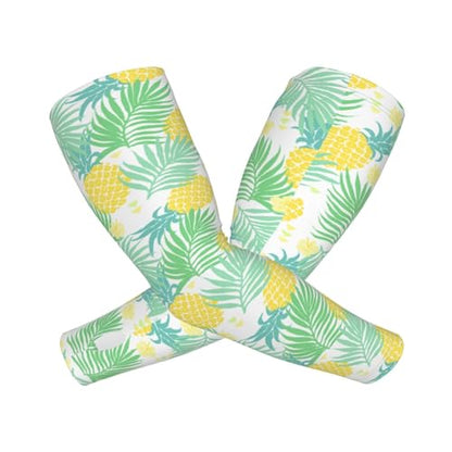 Cooling Arm Sleeves Cover Summer Sun Protection Arm Sleeves For Men Women Baseball Cycling Golf Running - color: Tropical Plant Leaves and Pineapple 9