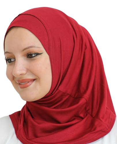 Prien Sport Instant Hijab For Women, Muslim Cotton Turban, Soft Head Scarf, Ready To Wear Hijabs Prayer Clothes, Islamic Wear - color: Burgundy