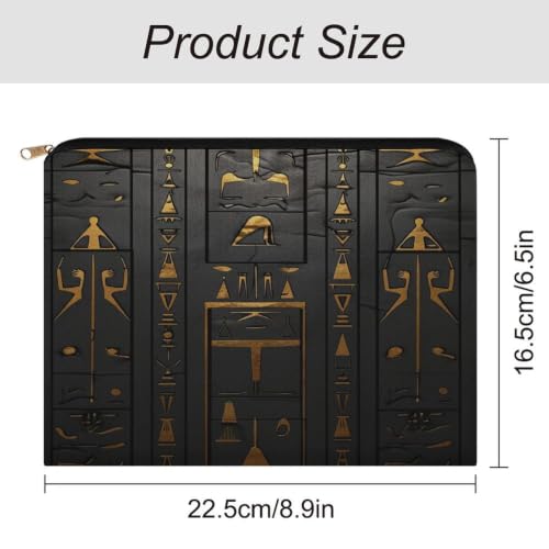 Egyptian Hieroglyphic Makeup Bag for Women, Cosmetic Pouch Travel Toiletry Organizer Bag 8.9"x6.5" Polyester - color: Egyptian Hieroglyphic