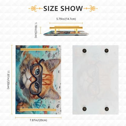 Cat Fish Vanity Tray,Bathroom Tray,Jewelry Storage Dresser Tray Kitchen Sink Toilet Tank Tray Organizer for Candle Plant Perfume Shampoo Towel Home Decor 7.87 * 11.81in 2011087
