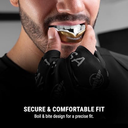 Hayabusa Combat Sports Mouth Guard Youth, Kids and Adult Sizes Comes with Case - Gold/White, Adult - color: Gold/White, size: Adult